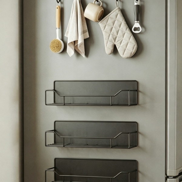 Black Magnetic Refrigerator Storage Bin