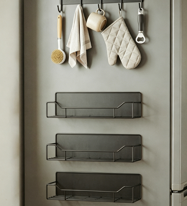 Black Magnetic Refrigerator Storage Bin