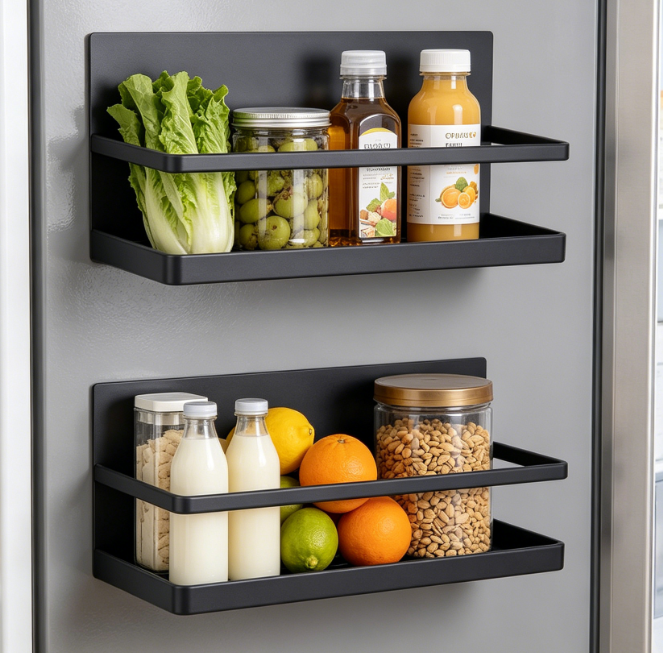 Double-Tier Magnetic Refrigerator Spice Organizer