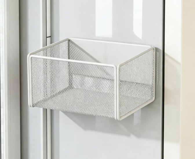 White Magnetic Refrigerator Storage Bin