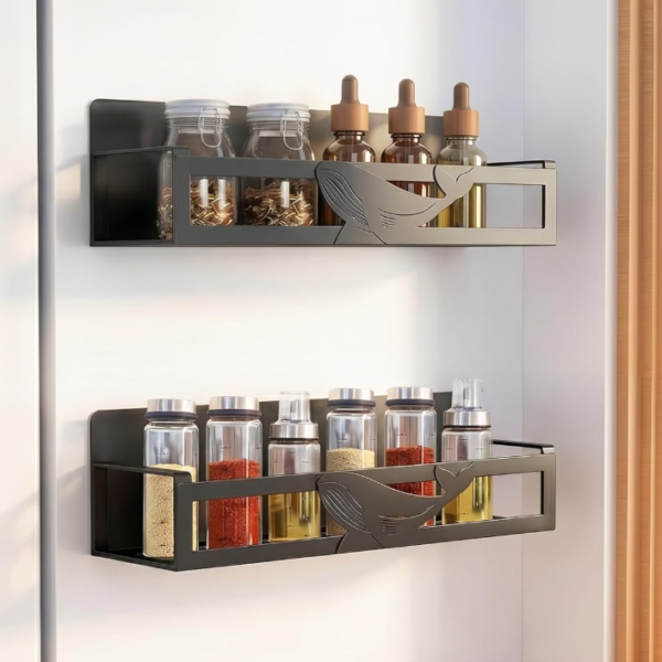 Black Magnetic Refrigerator Spice Organizer