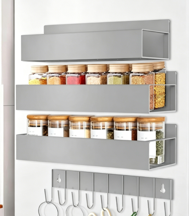 Grey Magnetic Refrigerator Organizer Set
