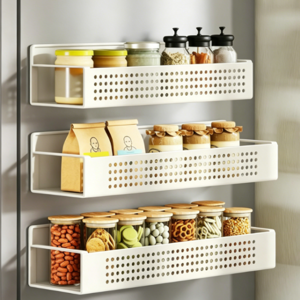 Cream-White Magnetic Refrigerator Organizer