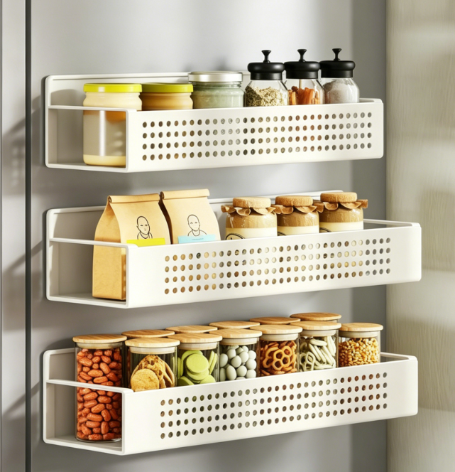 Cream-White Magnetic Refrigerator Organizer