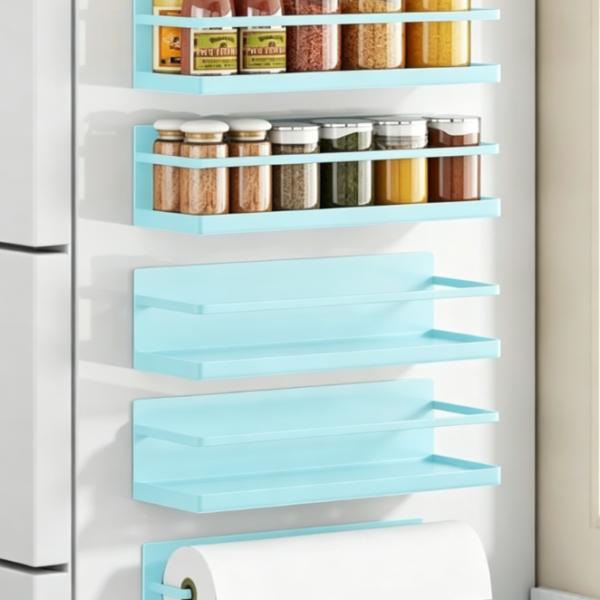 Blue Magnetic Refrigerator Organizer Set