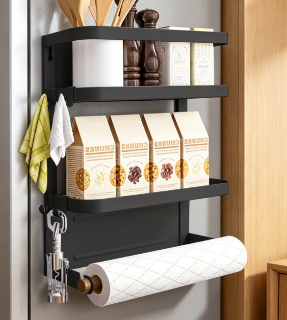 Black Magnetic Refrigerator Storage Bin - Image 2