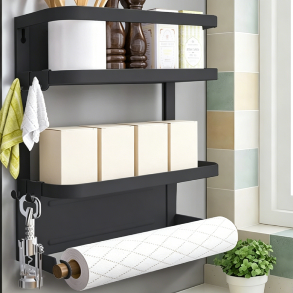 Black Magnetic Refrigerator Storage Bin