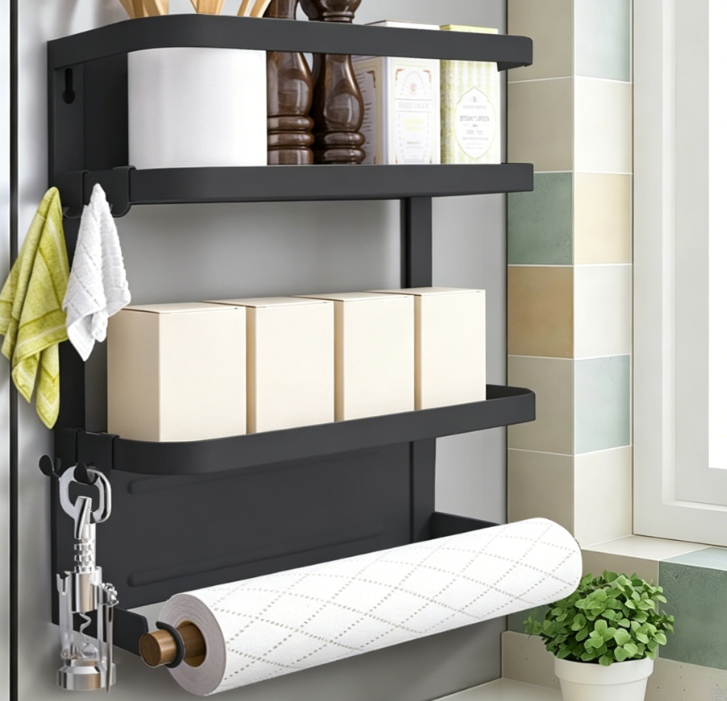 Black Magnetic Refrigerator Storage Bin