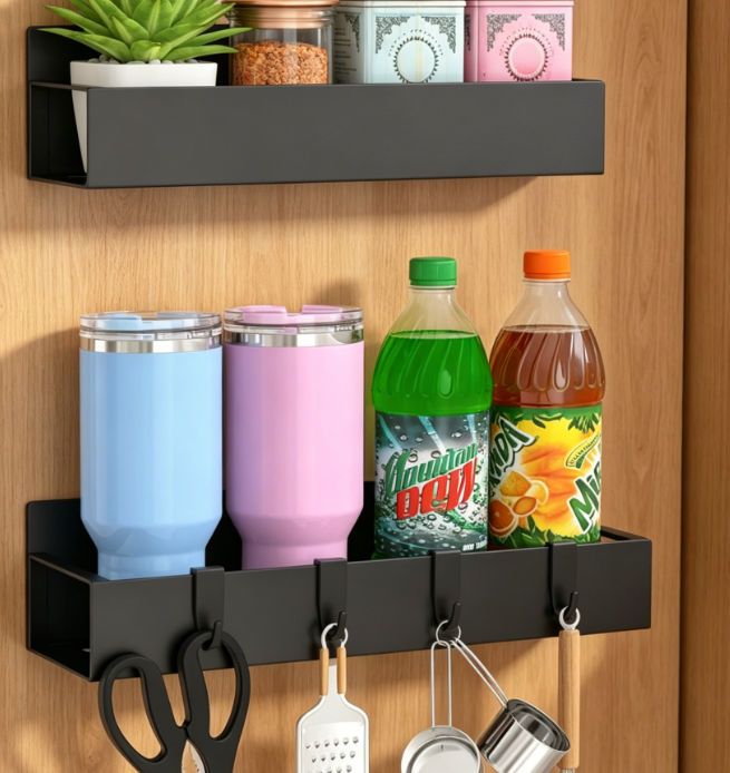 Magnetic Refrigerator Spice Organizer With Hooks - Image 2