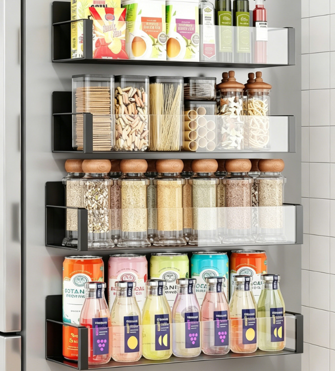 Clear Magnetic Fridge Organizer Set (4-Piece)