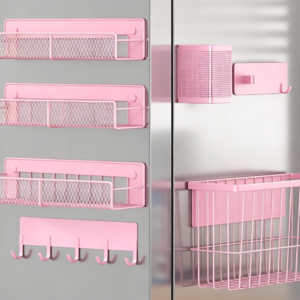 Pink Magnetic Refrigerator Organizer Combo