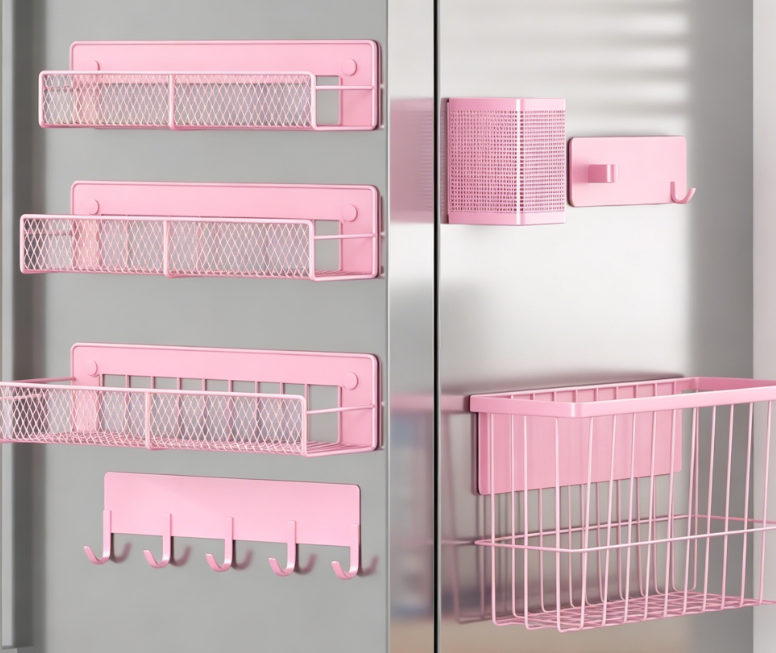Pink Magnetic Refrigerator Organizer Combo