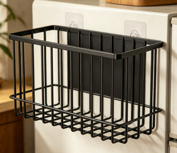 Black Magnetic Fridge Organizer Basket - Image 2