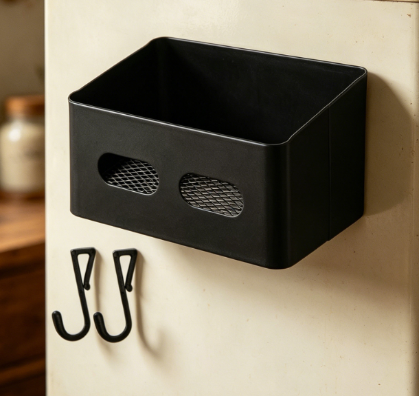 Magnetic Fridge Organizer Shelf with Hooks - Image 2