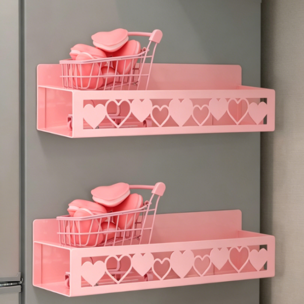 Pink Heart-Shaped Magnetic Fridge Organizer Set (2-Piece)
