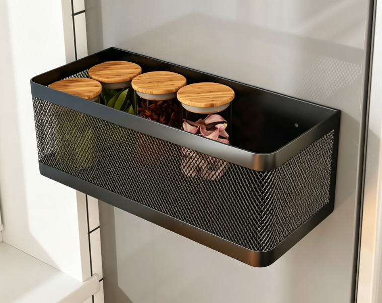 Black Magnetic Fridge Organizer Basket - Image 2