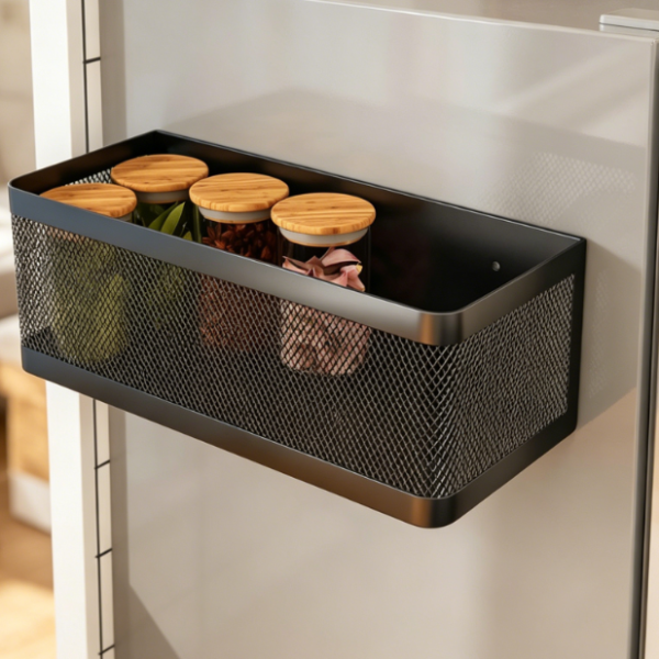 Black Magnetic Fridge Organizer Basket