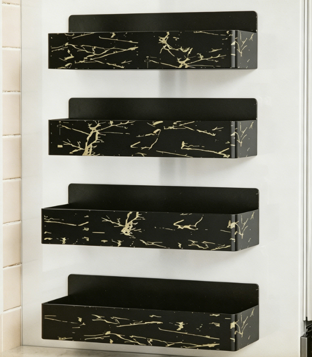 Black And Gold Magnetic Refrigerator Spice Organizer - Image 2
