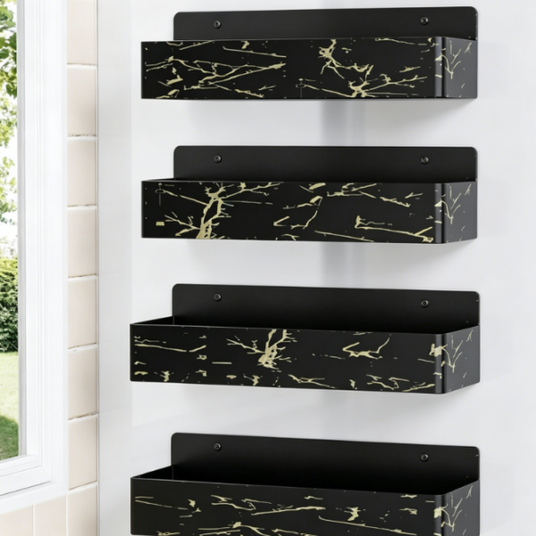 Black And Gold Magnetic Refrigerator Spice Organizer