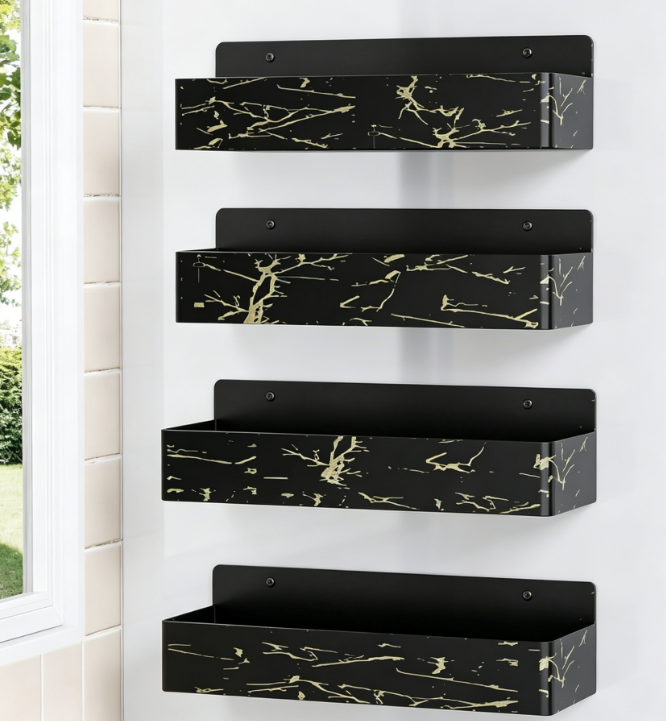 Black And Gold Magnetic Refrigerator Spice Organizer