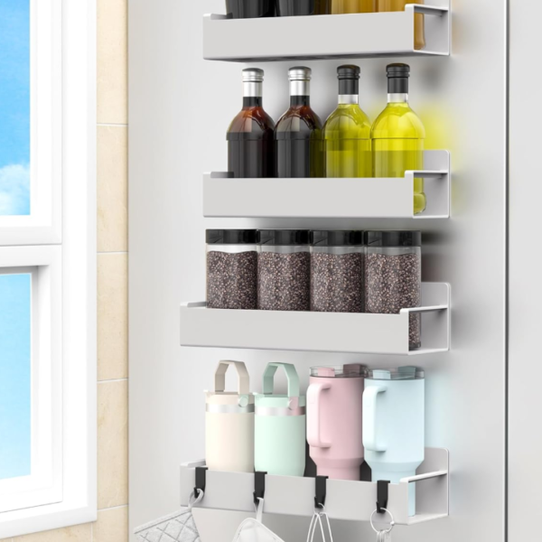 Light Gray Magnetic Fridge Organizer Set (4-Piece)