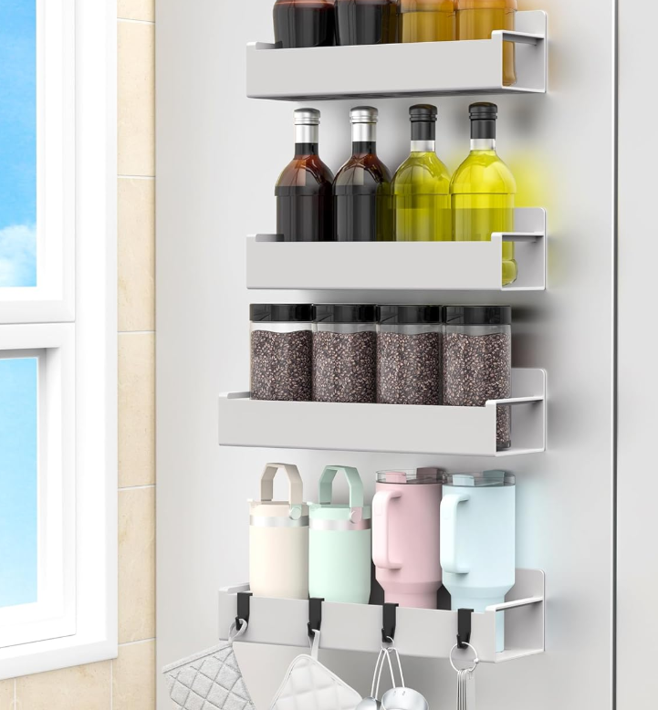 Light Gray Magnetic Fridge Organizer Set (4-Piece)