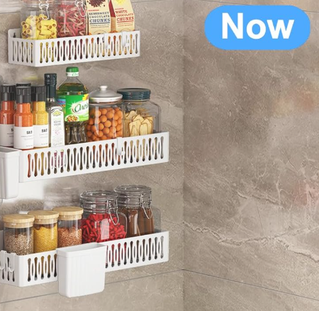 White Magnetic Fridge Organizer with Hooks - Image 2