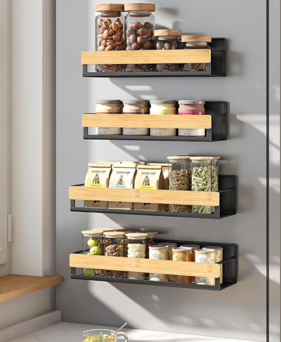 Bamboo Magnetic Fridge Organizer Set (4-Piece) - Image 2