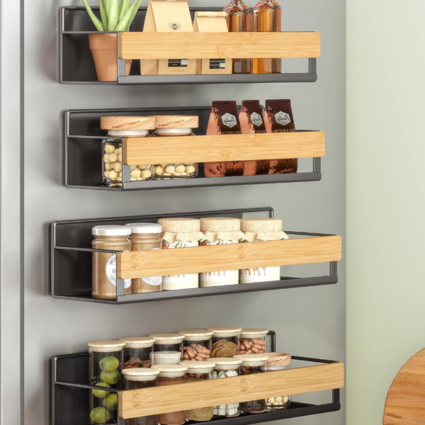 Bamboo Magnetic Fridge Organizer Set (4-Piece)