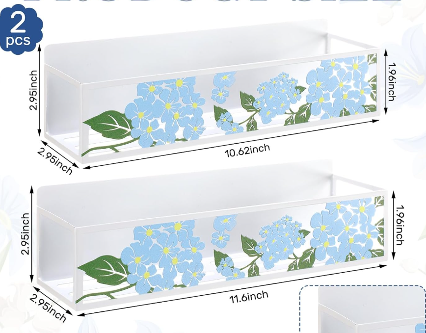 Hydrangea-Pattern Magnetic Fridge Organizer Set (2-Piece) - Image 2