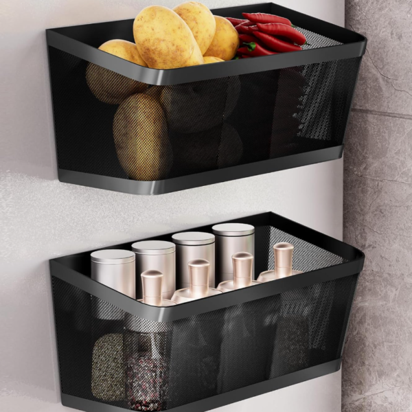 Magnetic Fridge Organizer Hanging Basket (2-Piece Set)