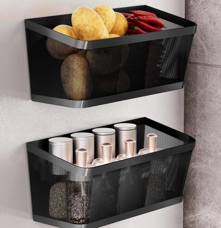 Magnetic Fridge Organizer Hanging Basket (2-Piece Set)