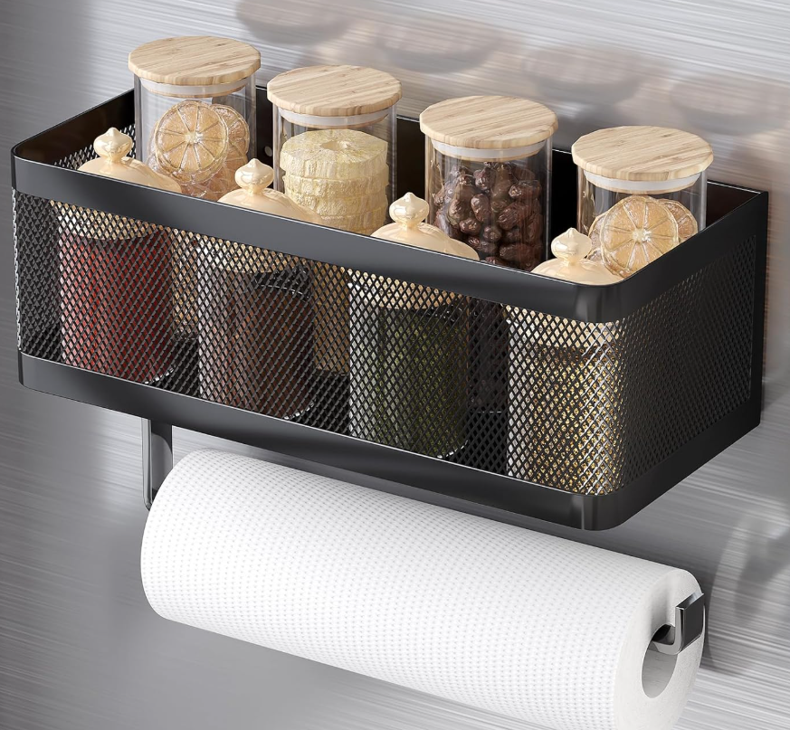 Black Magnetic Fridge Organizer (2-in-1 Combo)