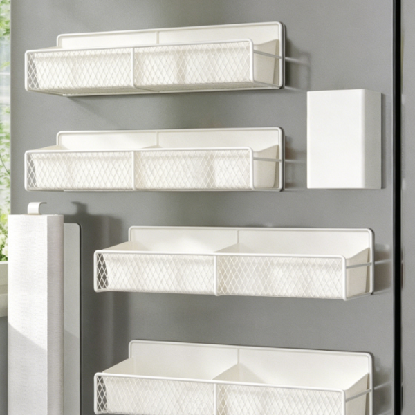 White Magnetic Refrigerator Organizer Set