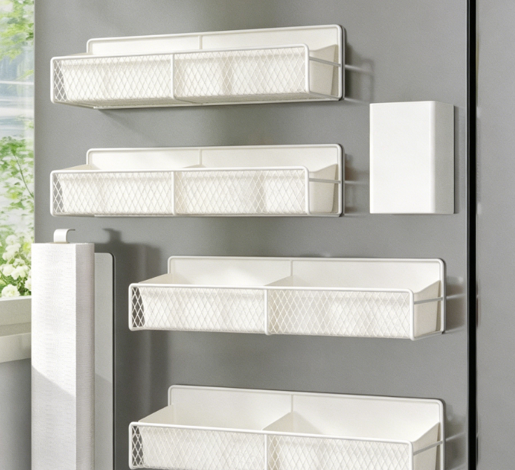 White Magnetic Refrigerator Organizer Set